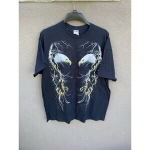 Vintage American Thunder Style T Shirt Size 2XL Black Eagle Nature